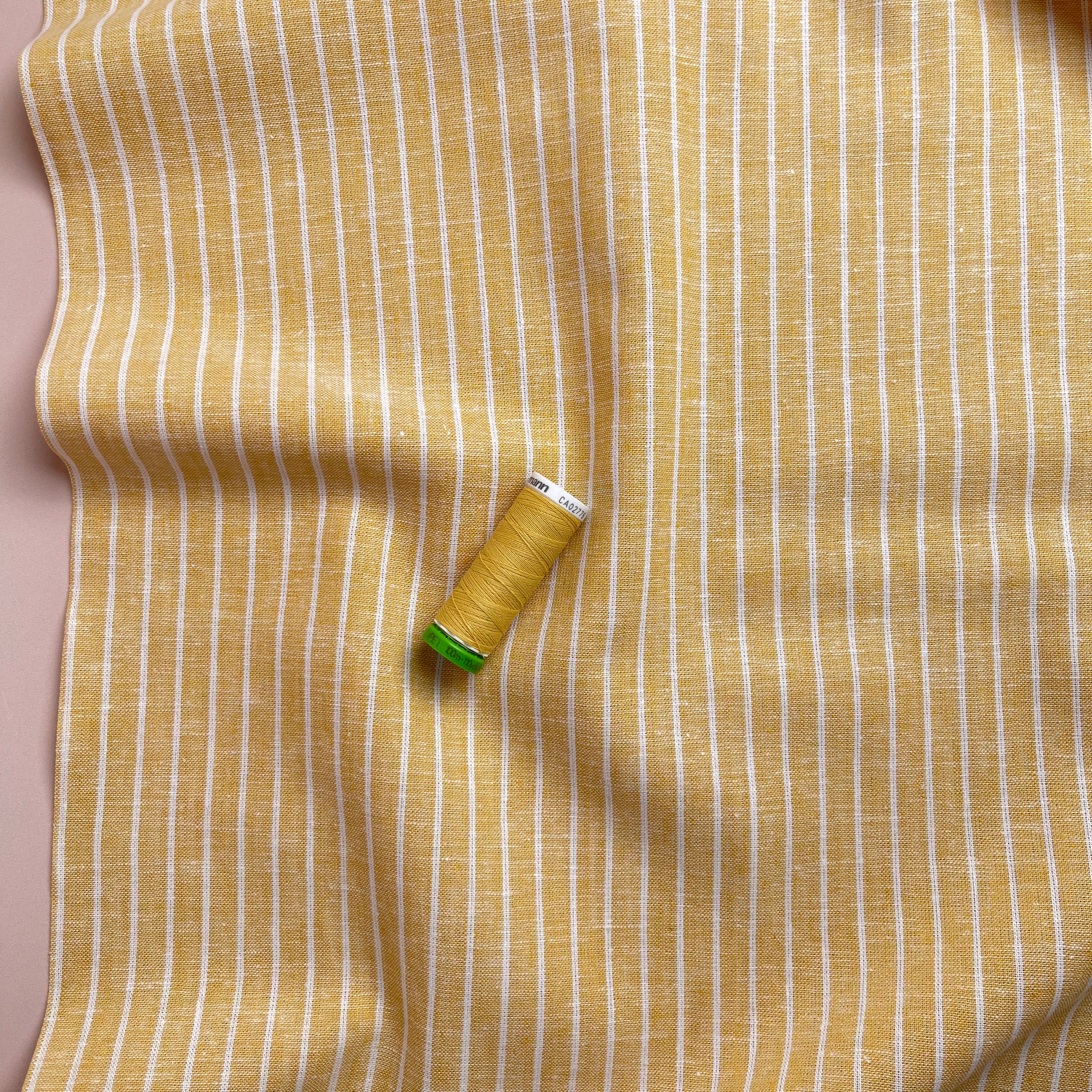 Stripe Yellow Linen Cotton Fabric