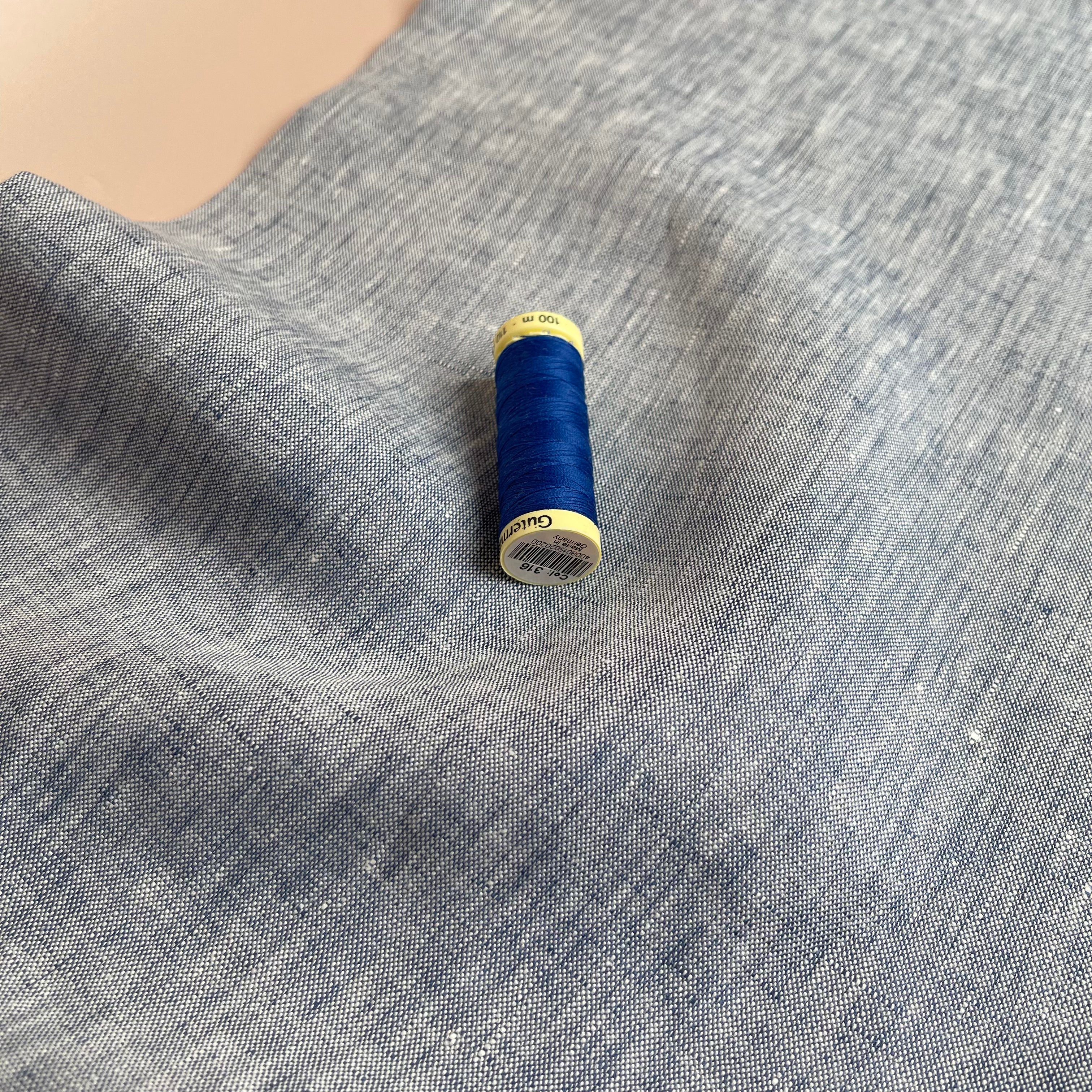 Light Blue Yarn Dyed Pure Linen Fabric