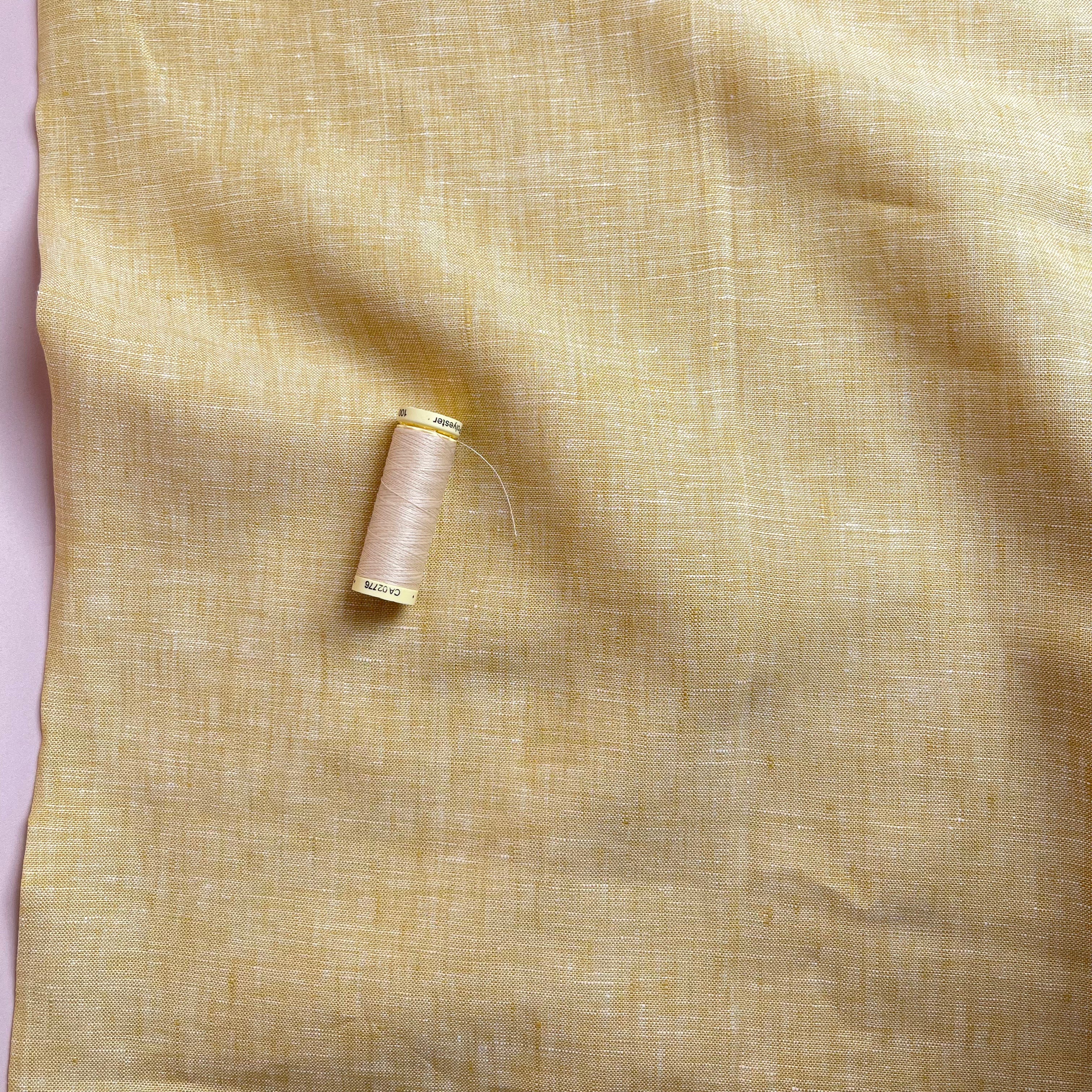 Yellow Yarn Dyed Pure Linen Fabric