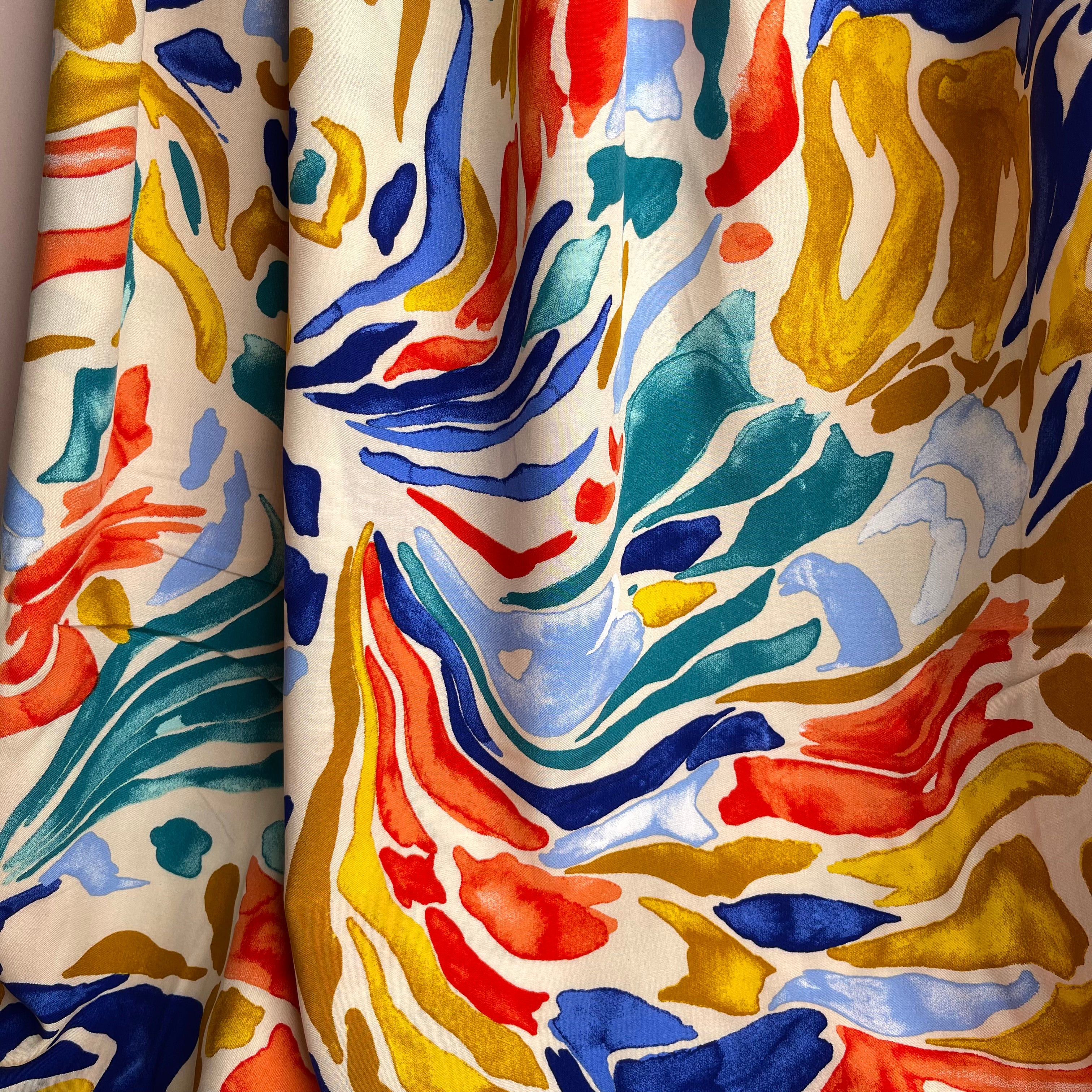 Painterly Joy Viscose Poplin Fabric