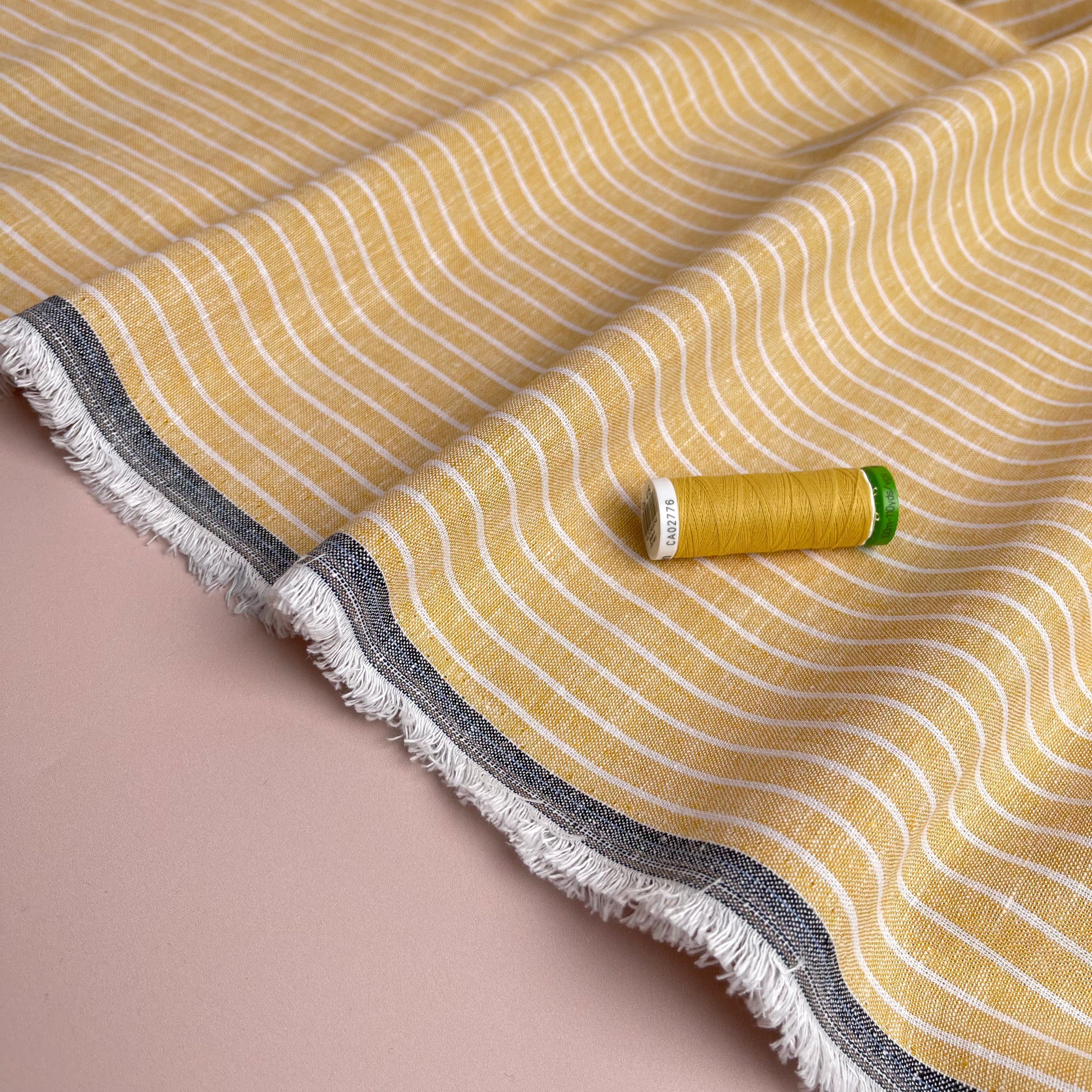 Stripe Yellow Linen Cotton Fabric