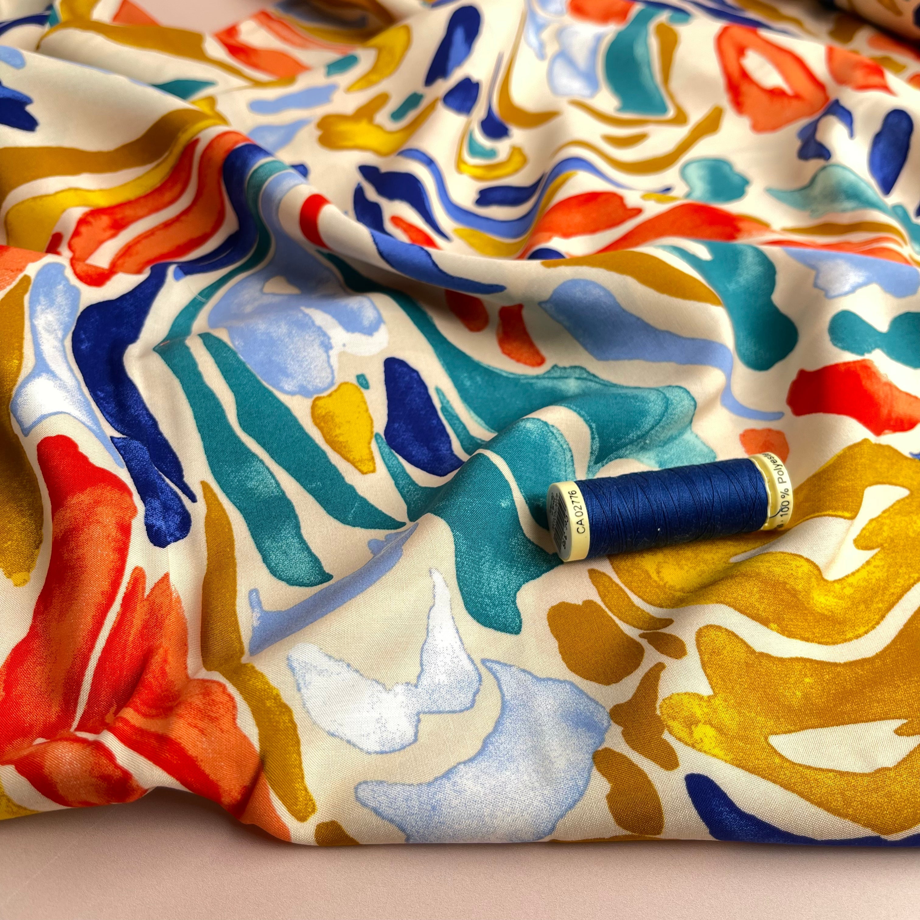 REMNANT 0.35 Metre - Painterly Joy Viscose Poplin Fabric