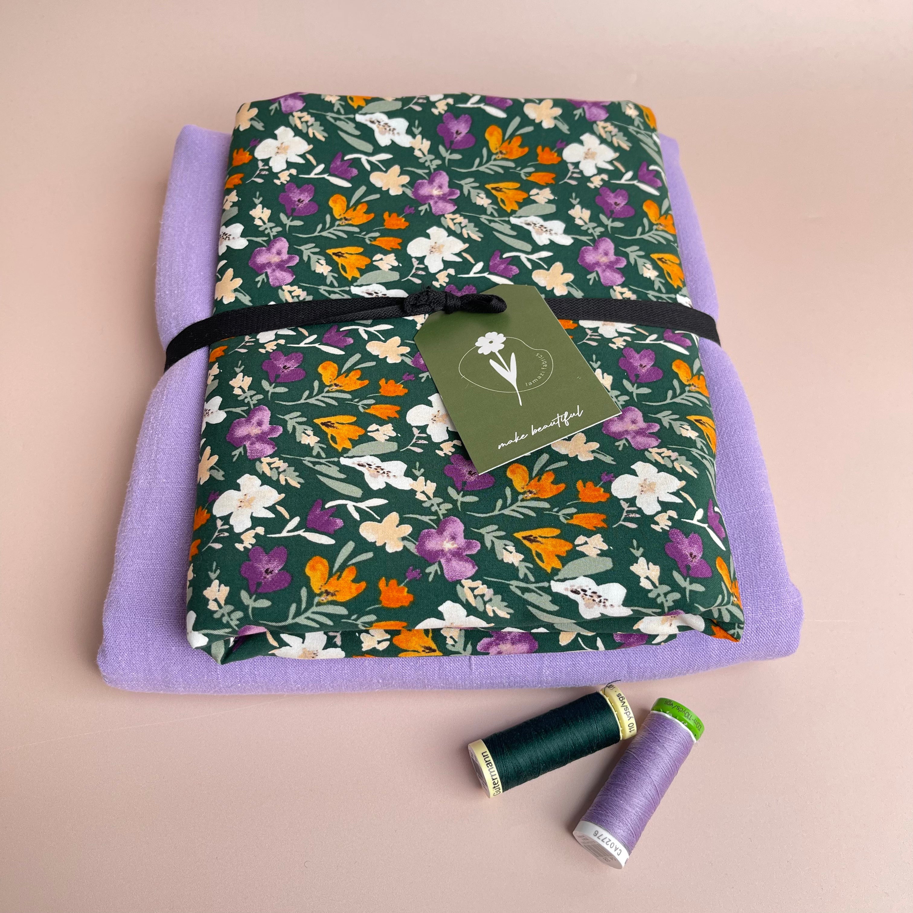 Make an Outfit - Primrose Viscose with Lilac Flow Linen Bundle