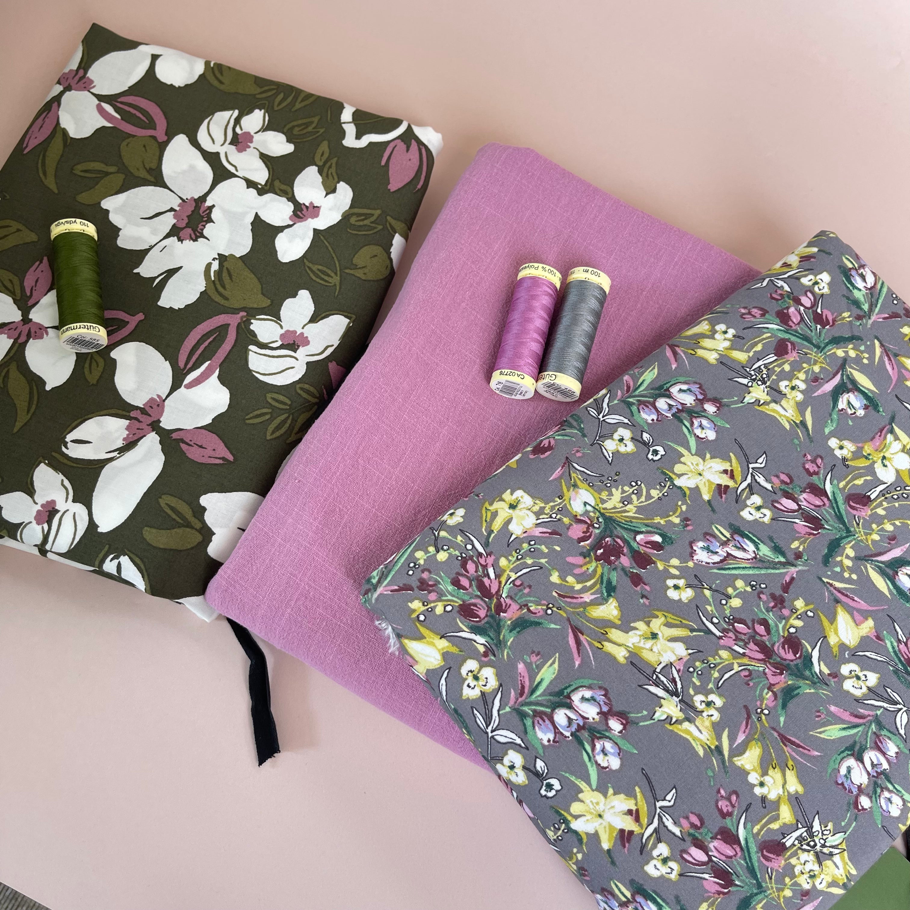 Make an Outfit - Floral Bouquet Viscose with Mauve Washed Cotton Bundle