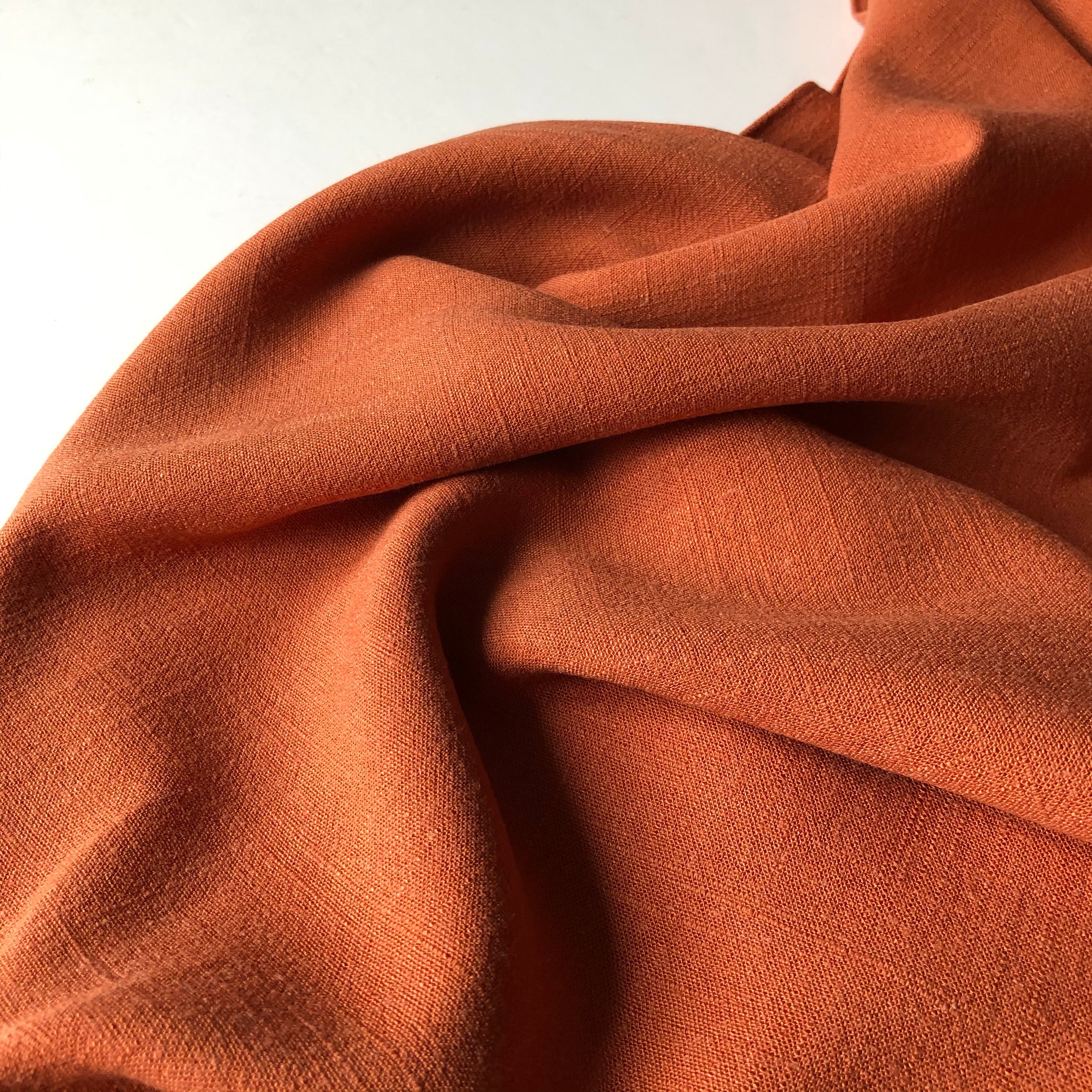 REMNANT 0.86 Metre - Flow Rust Viscose Linen Blend Dress Fabric