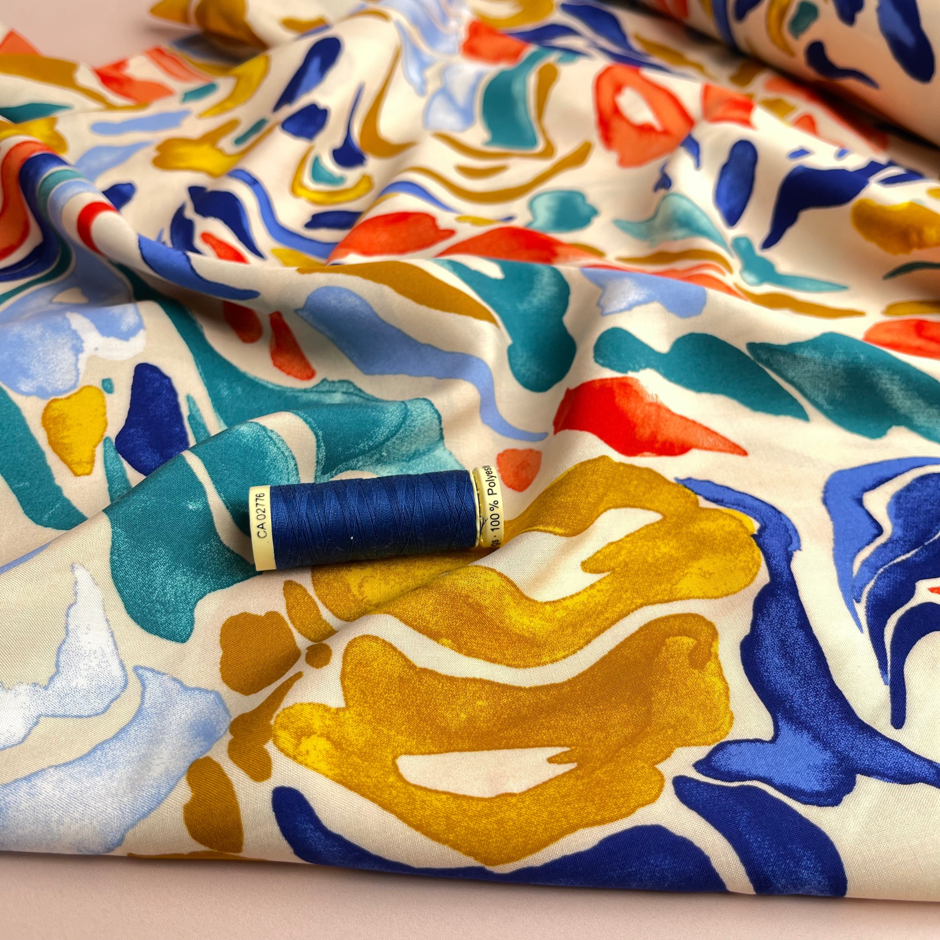 REMNANT 0.35 Metre - Painterly Joy Viscose Poplin Fabric