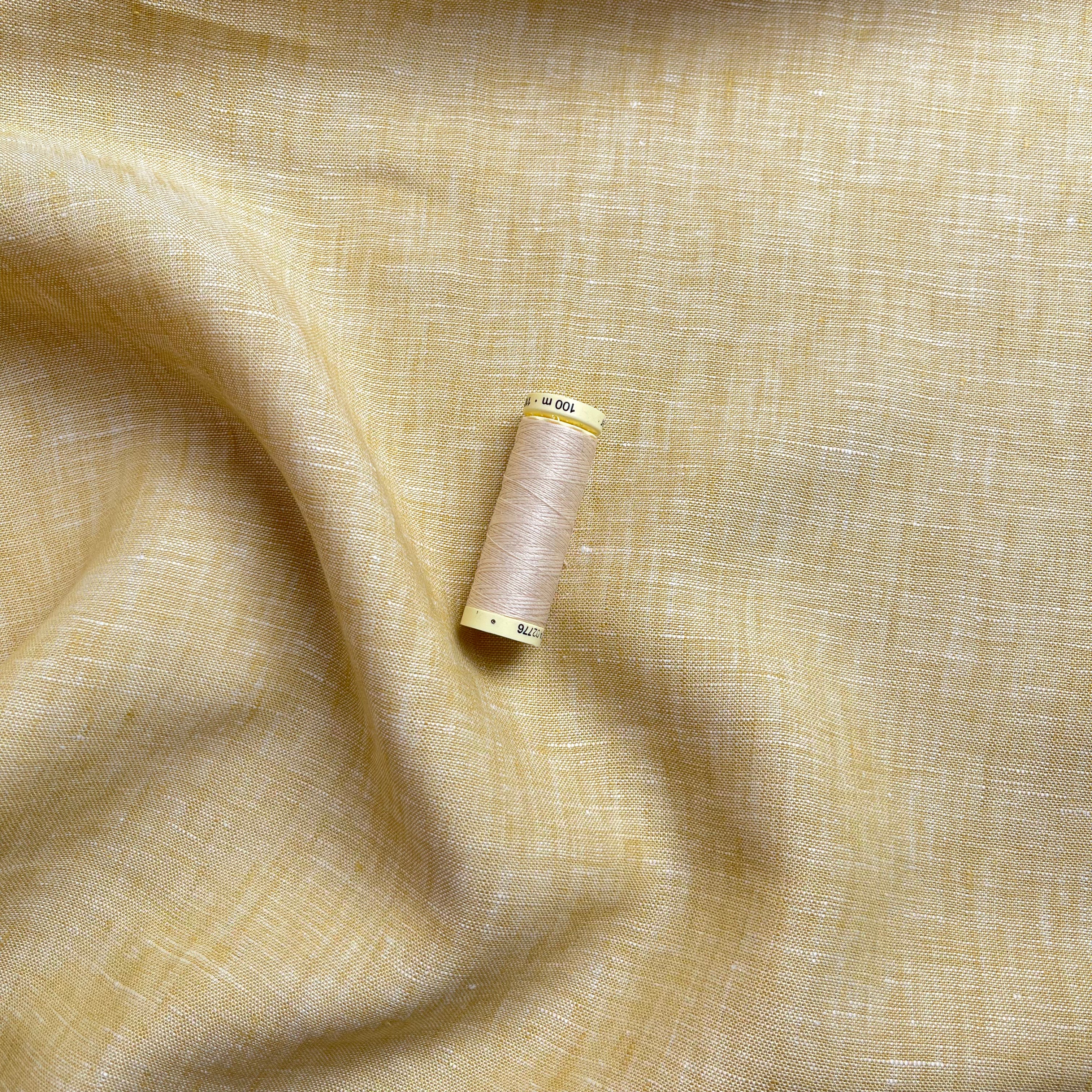 Yellow Yarn Dyed Pure Linen Fabric