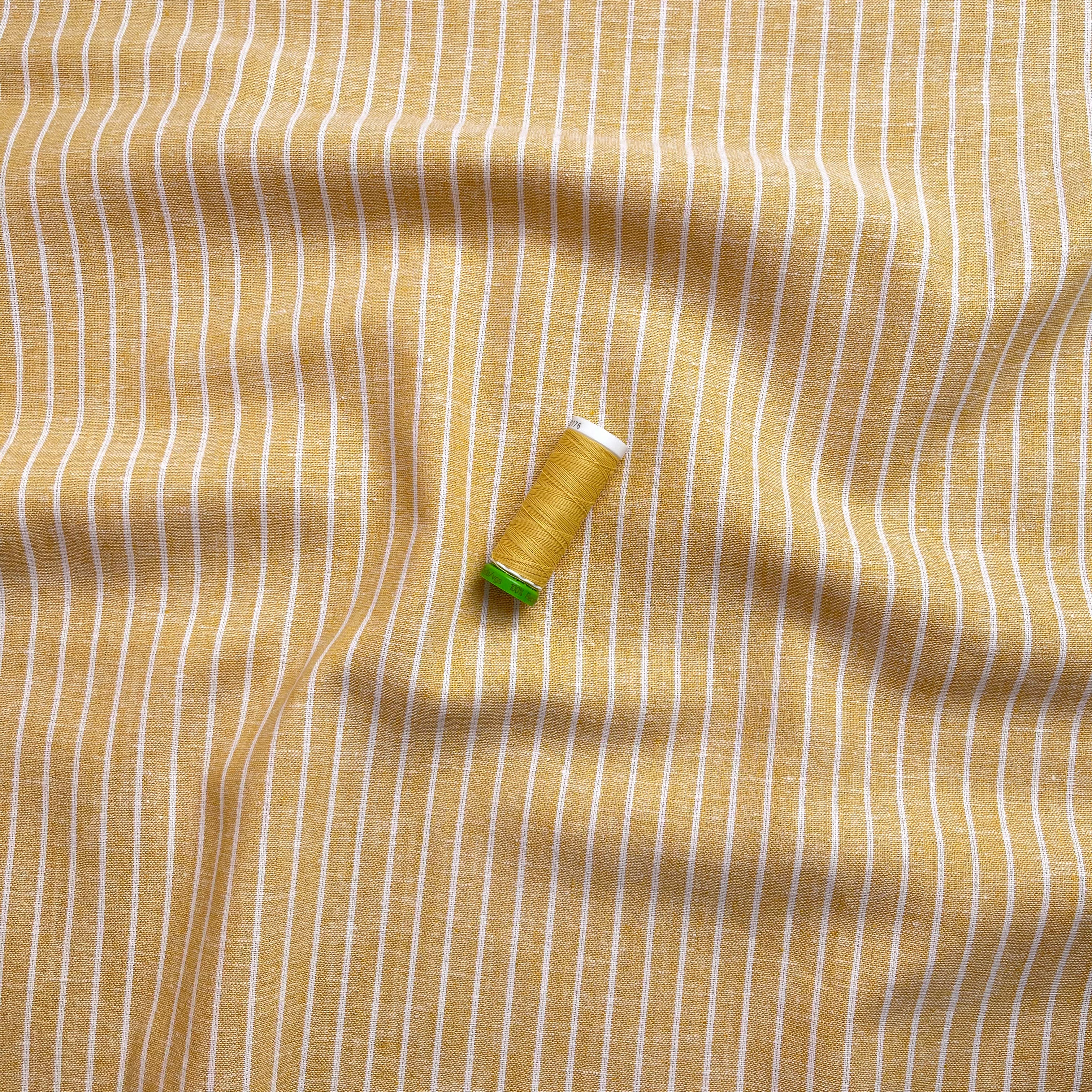 Stripe Yellow Linen Cotton Fabric