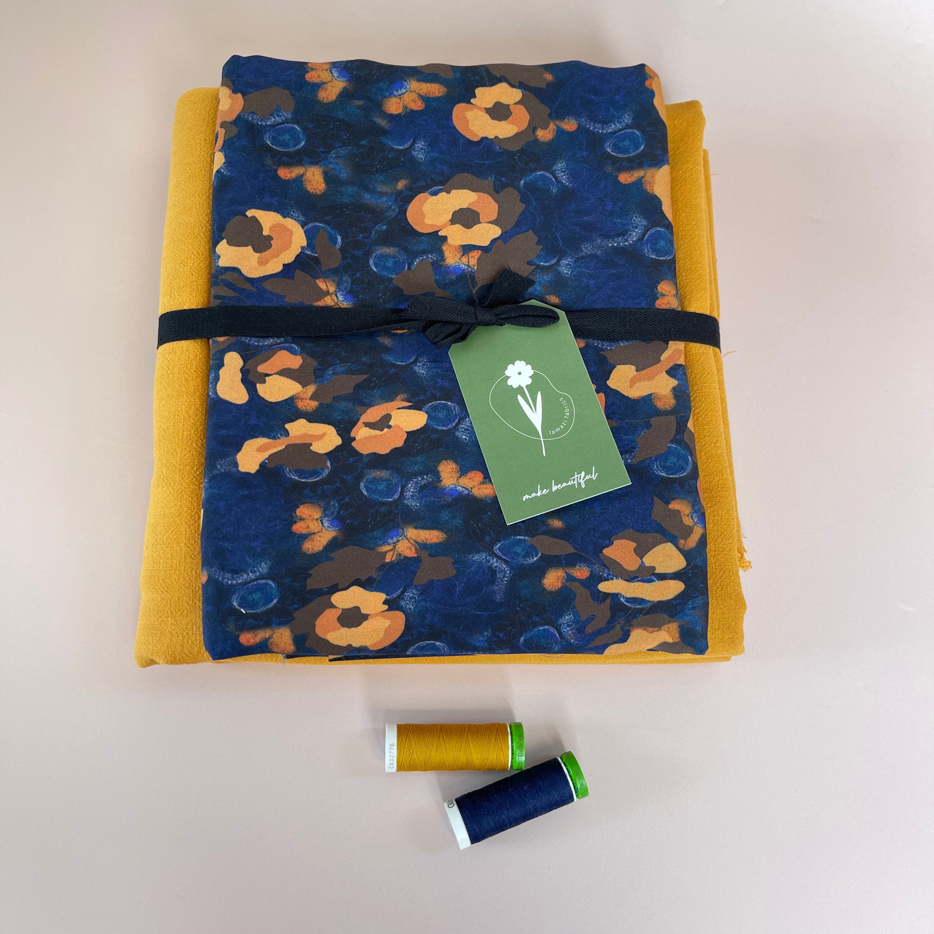 Make an Outfit - Abstract Petals Viscose with Paprika Washed Cotton Bundle