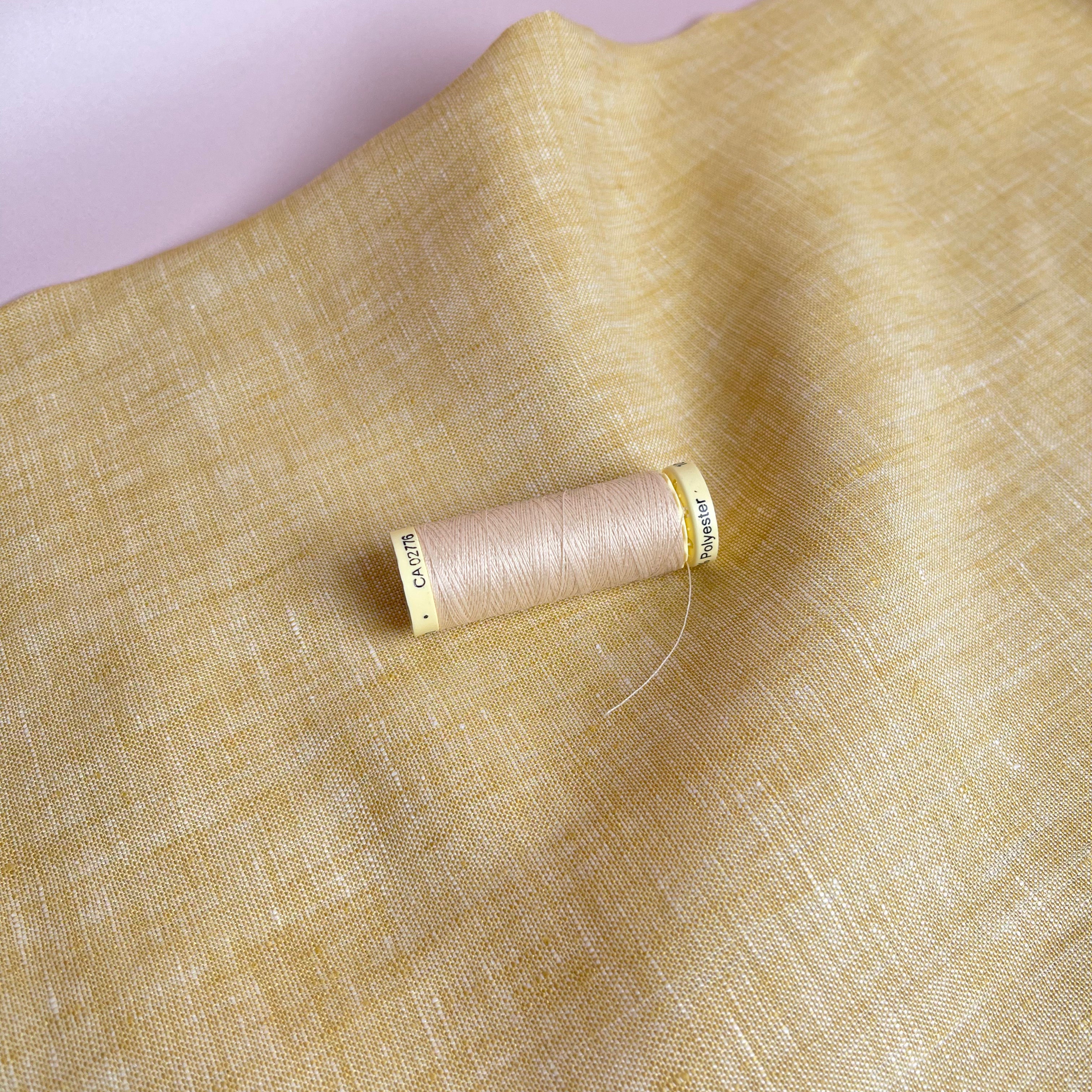 Yellow Yarn Dyed Pure Linen Fabric