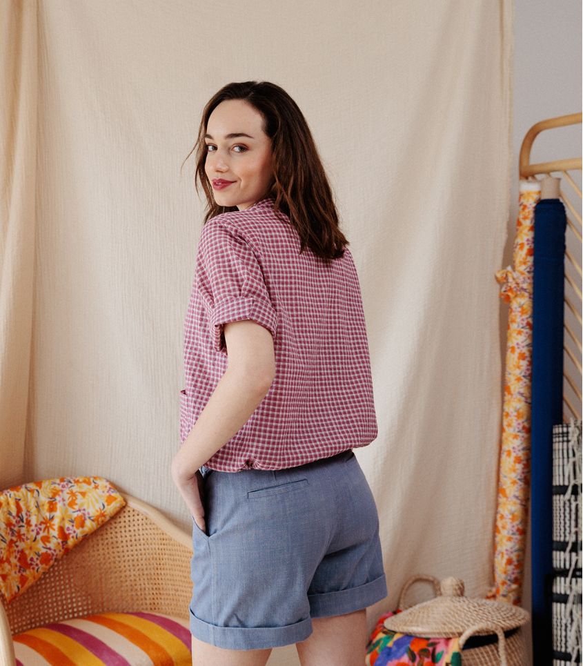 Cousette - Magenta Check Cotton Fabric
