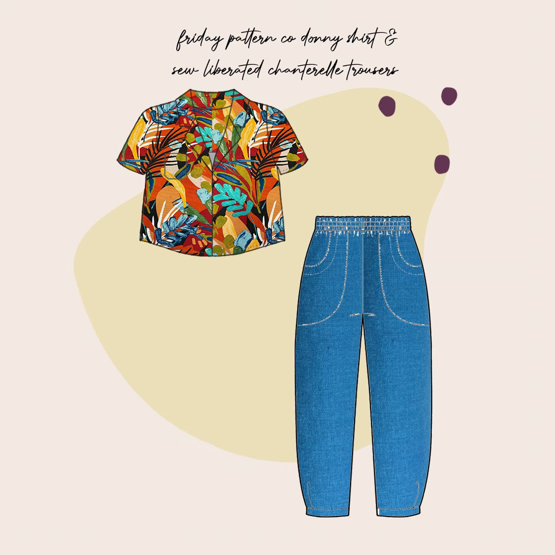 Make an Outfit Colour Bundle - Tropical Forest Viscose Linen with Moroccan Sorona Linen