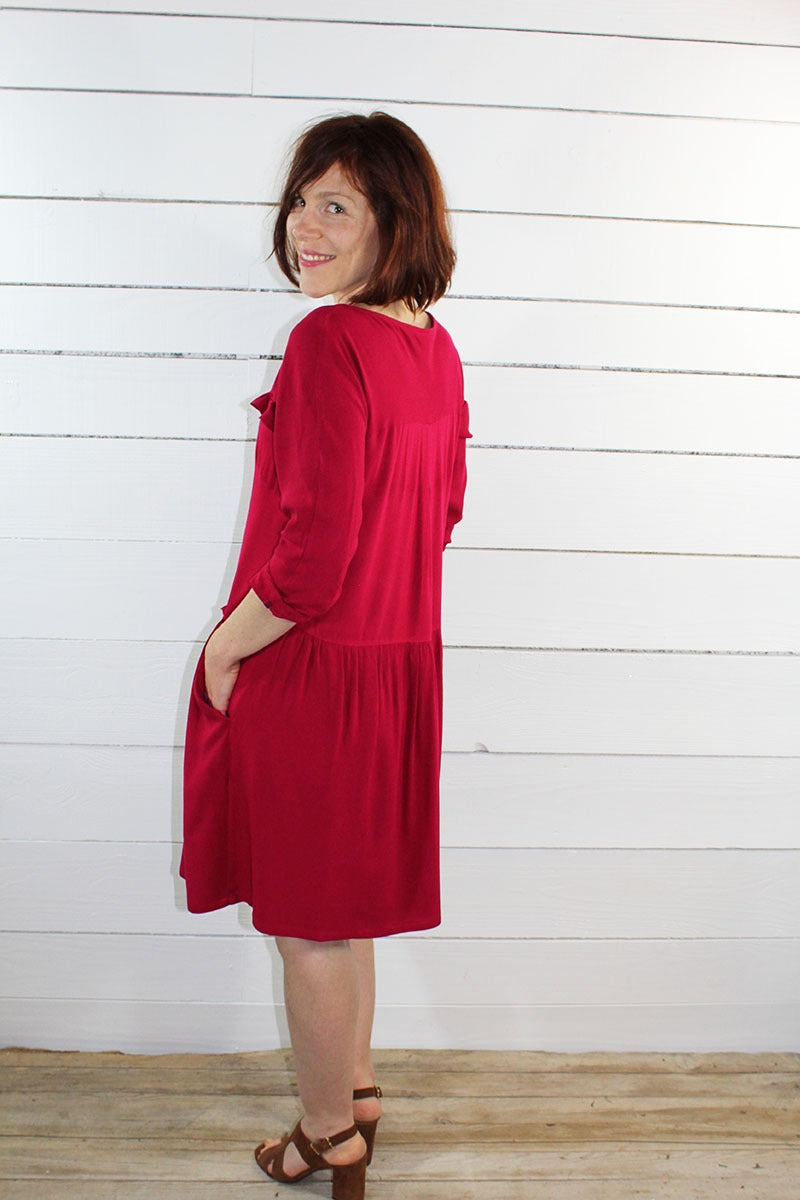 Églantine & Zoé - Pomegranate Red Viscose Crepe Fabric