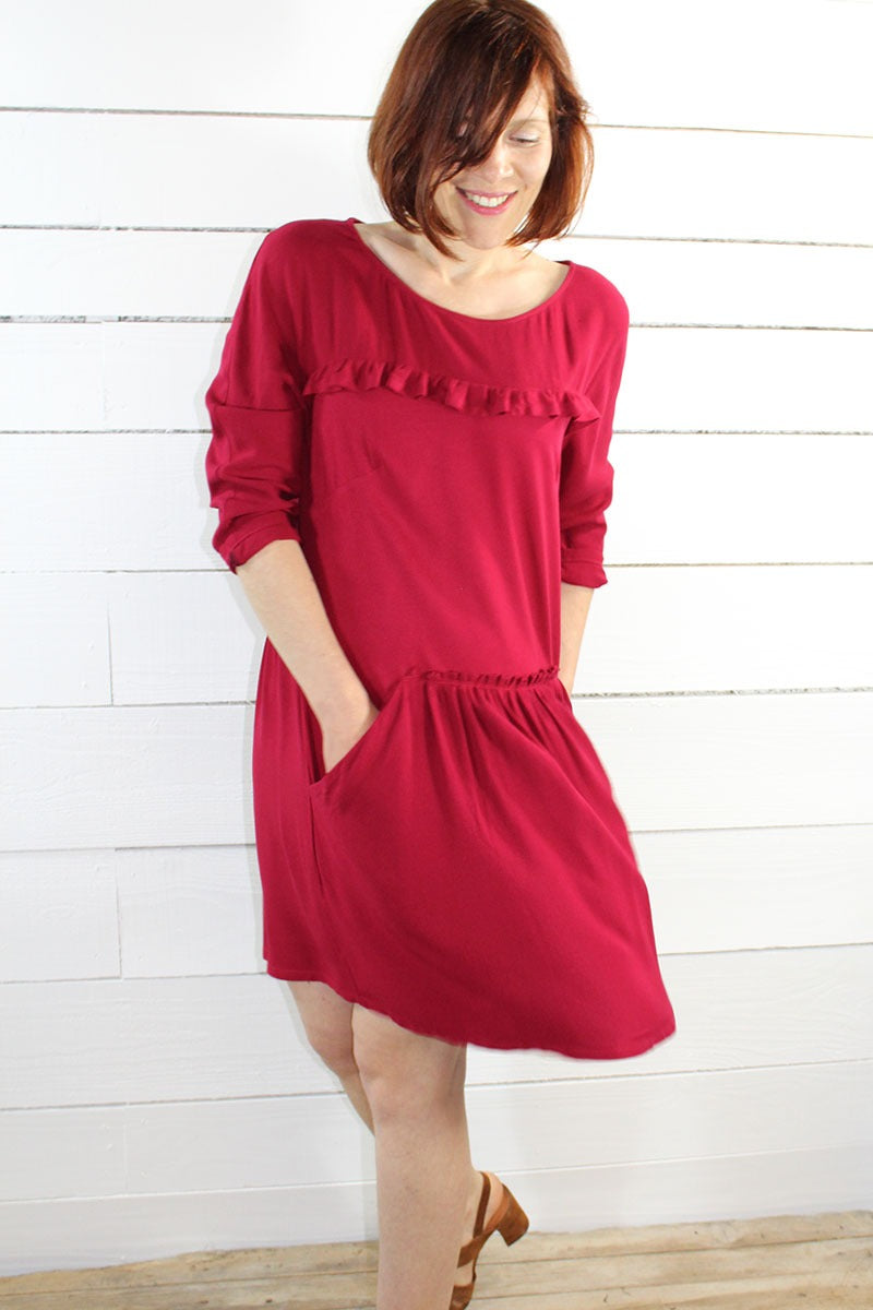 Églantine & Zoé - Pomegranate Red Viscose Crepe Fabric