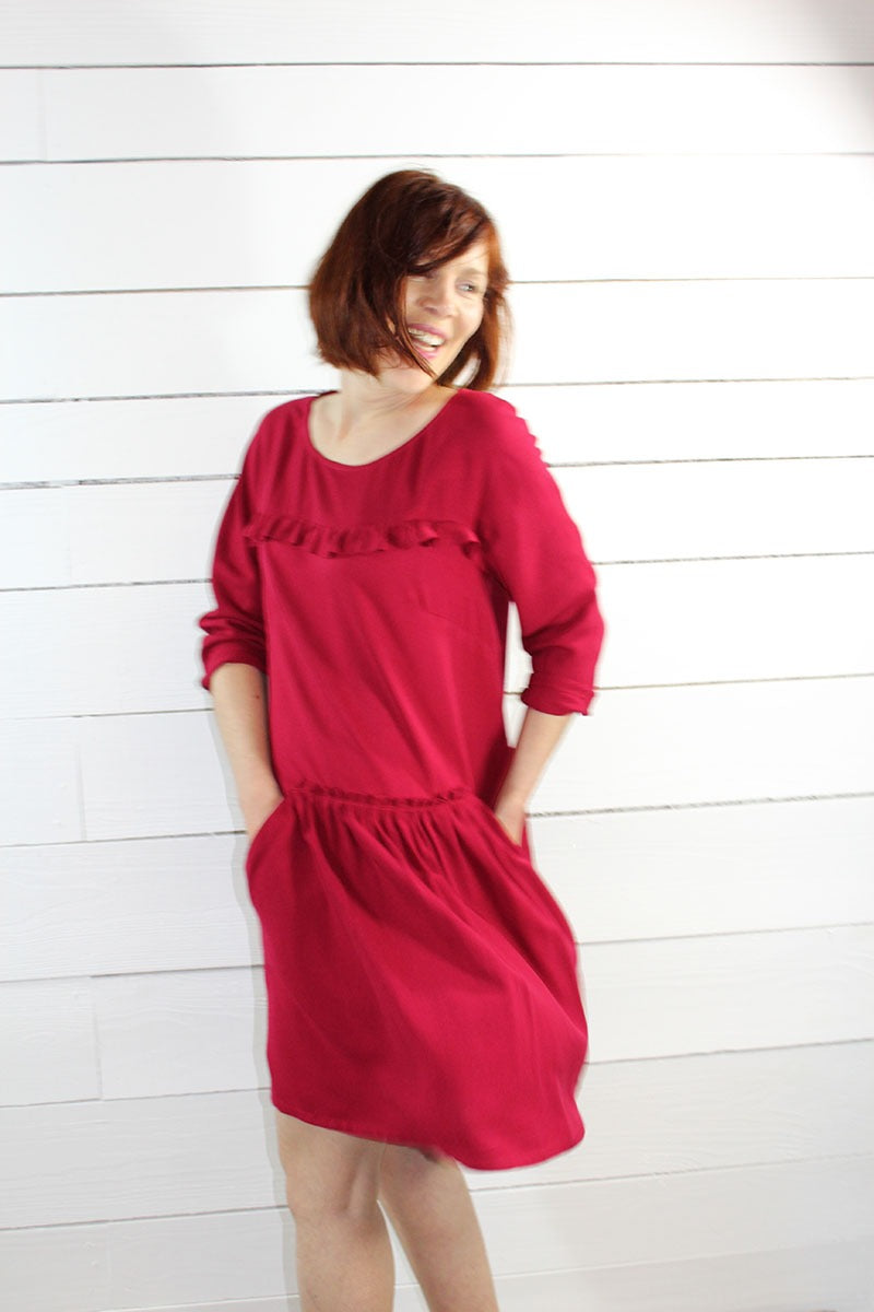 Églantine & Zoé - Pomegranate Red Viscose Crepe Fabric