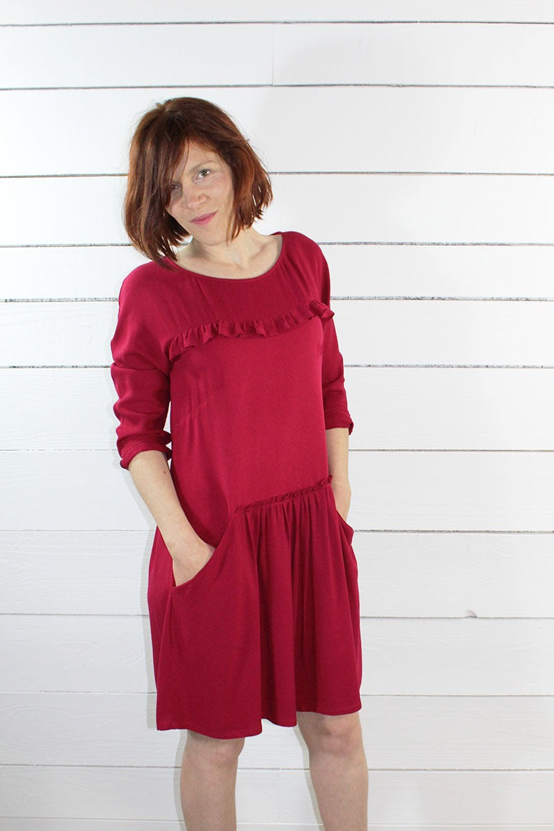 Églantine & Zoé - Pomegranate Red Viscose Crepe Fabric