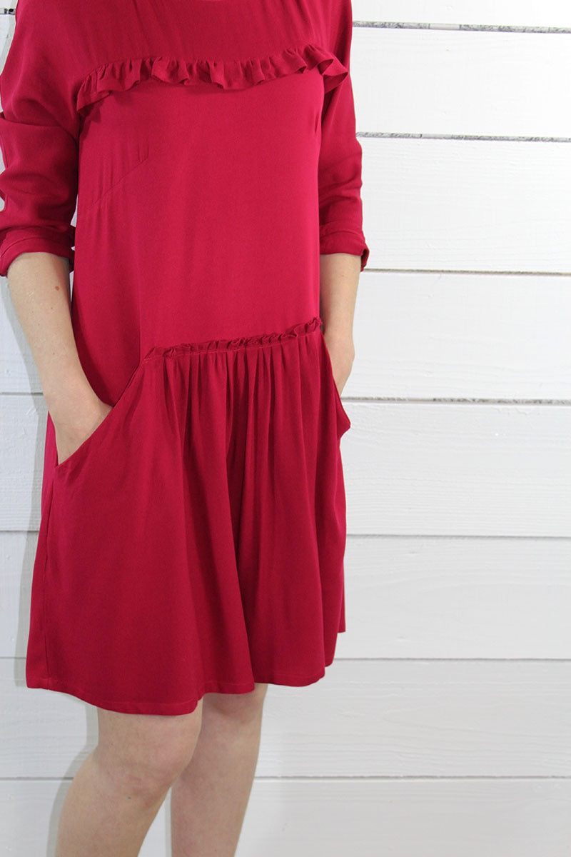 Églantine & Zoé - Pomegranate Red Viscose Crepe Fabric