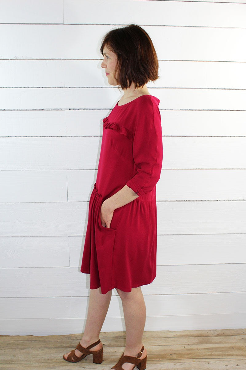 Églantine & Zoé - Pomegranate Red Viscose Crepe Fabric