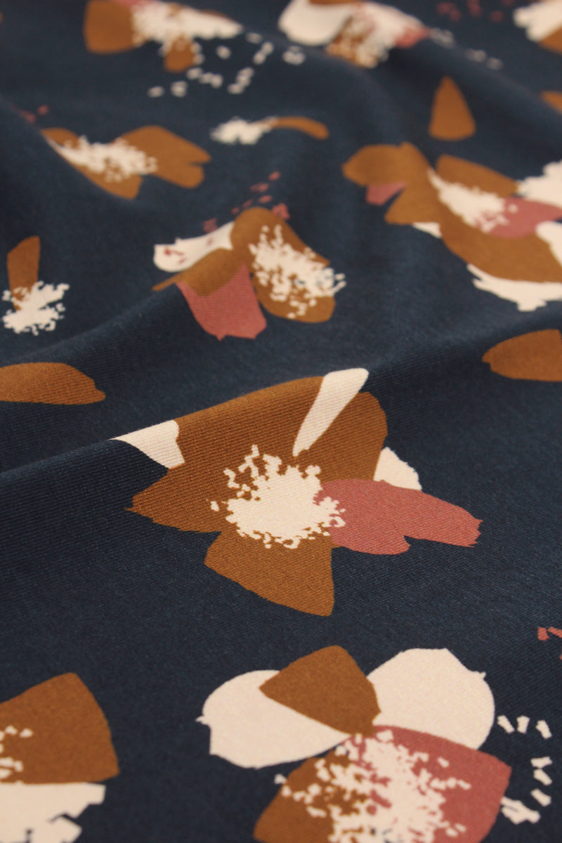 Églantine & Zoé - Anemone in Blue Ink Organic Cotton Jersey