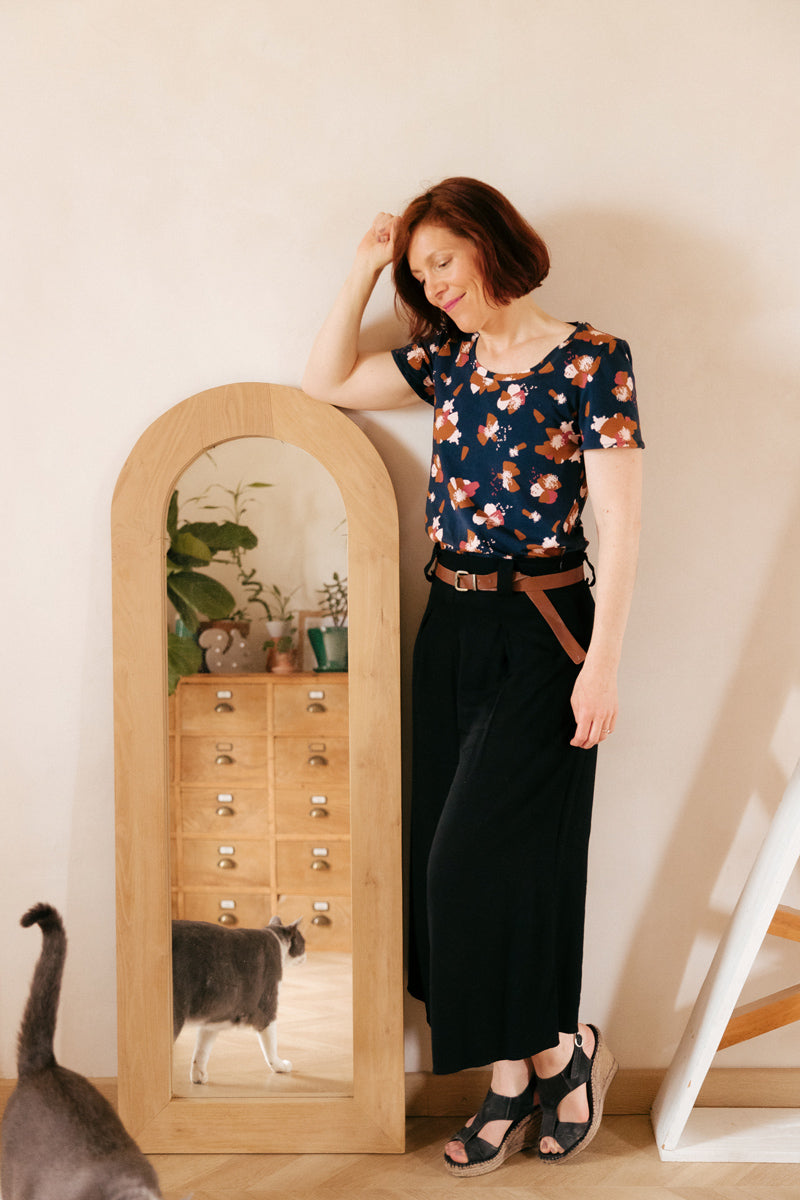 Églantine & Zoé - Anemone in Blue Ink Organic Cotton Jersey