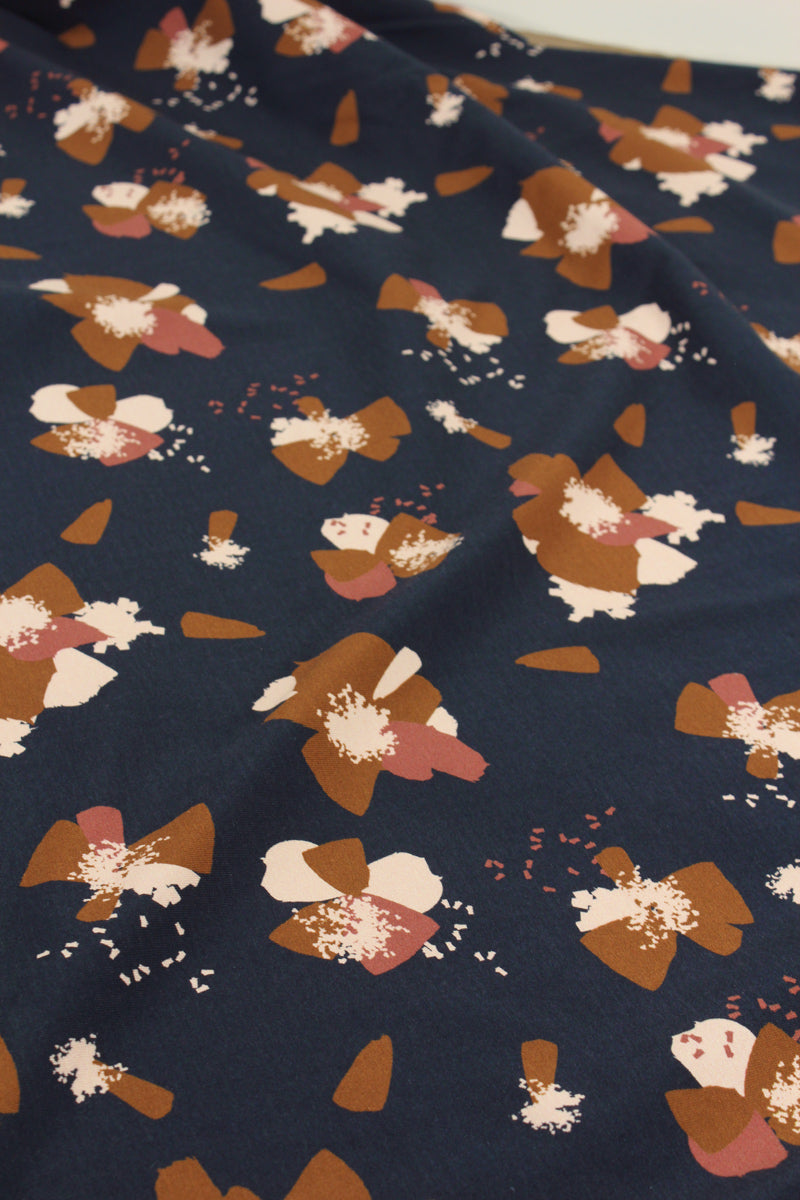 Églantine & Zoé - Anemone in Blue Ink Organic Cotton Jersey