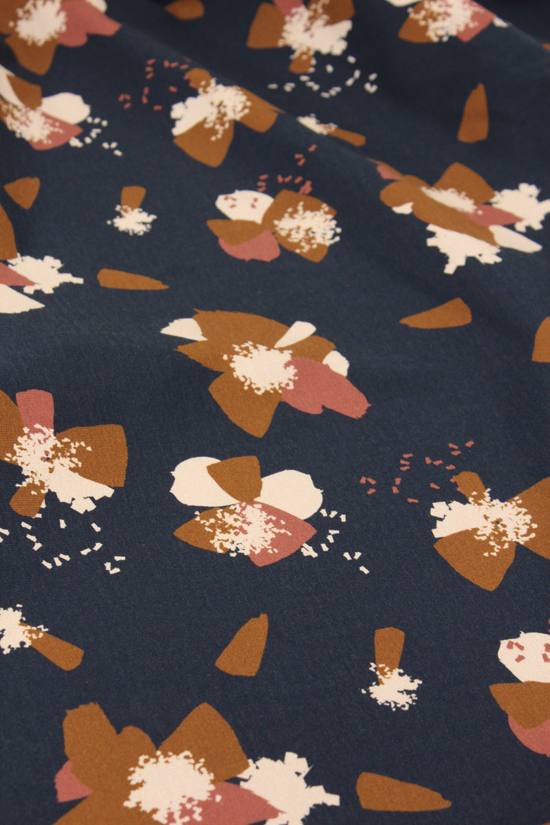 Églantine & Zoé - Anemone in Blue Ink Organic Cotton Jersey