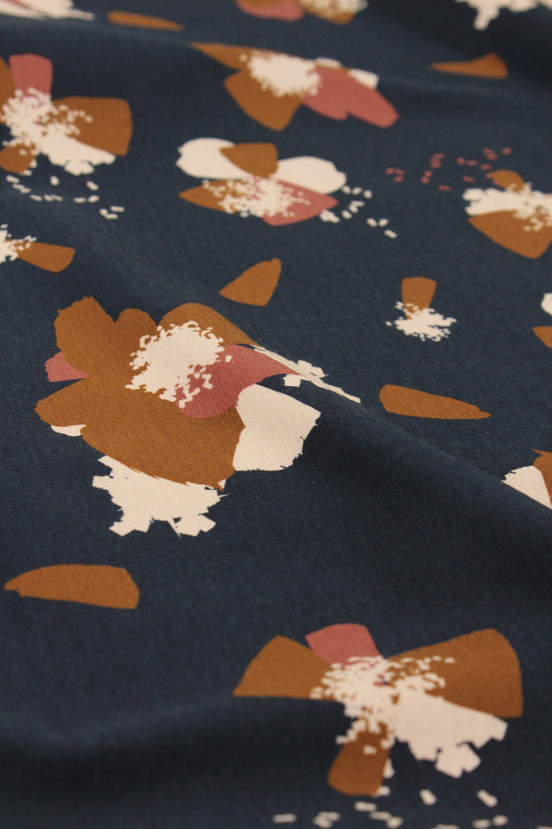 Églantine & Zoé - Anemone in Blue Ink Organic Cotton Jersey