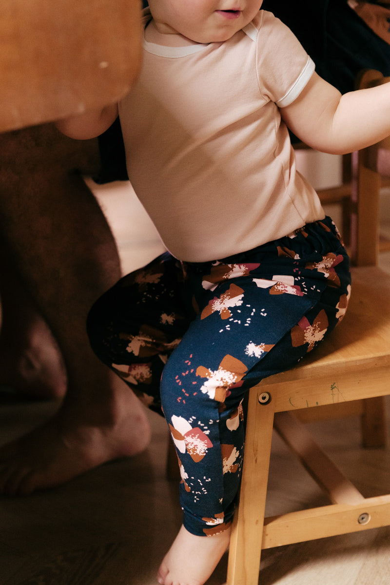 Églantine & Zoé - Anemone in Blue Ink Organic Cotton Jersey