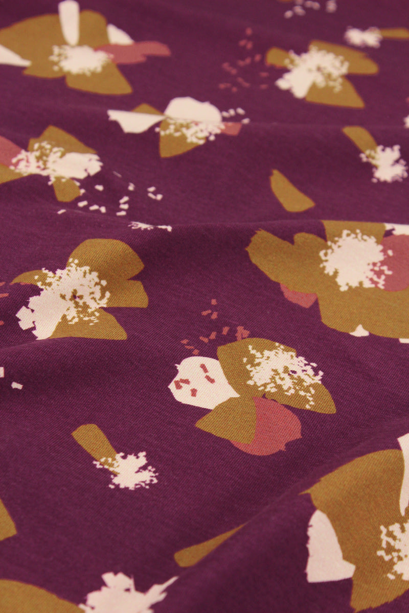 Églantine & Zoé - Anemone in Blackberry Organic Cotton Jersey