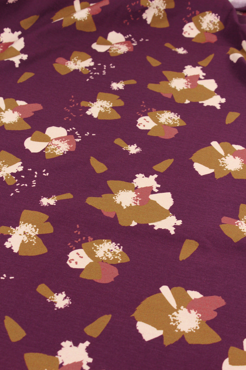 Églantine & Zoé - Anemone in Blackberry Organic Cotton Jersey