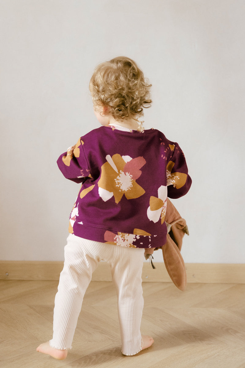 Églantine & Zoé - Anemone Blackberry Organic Cotton Brushed Sweat-shirting
