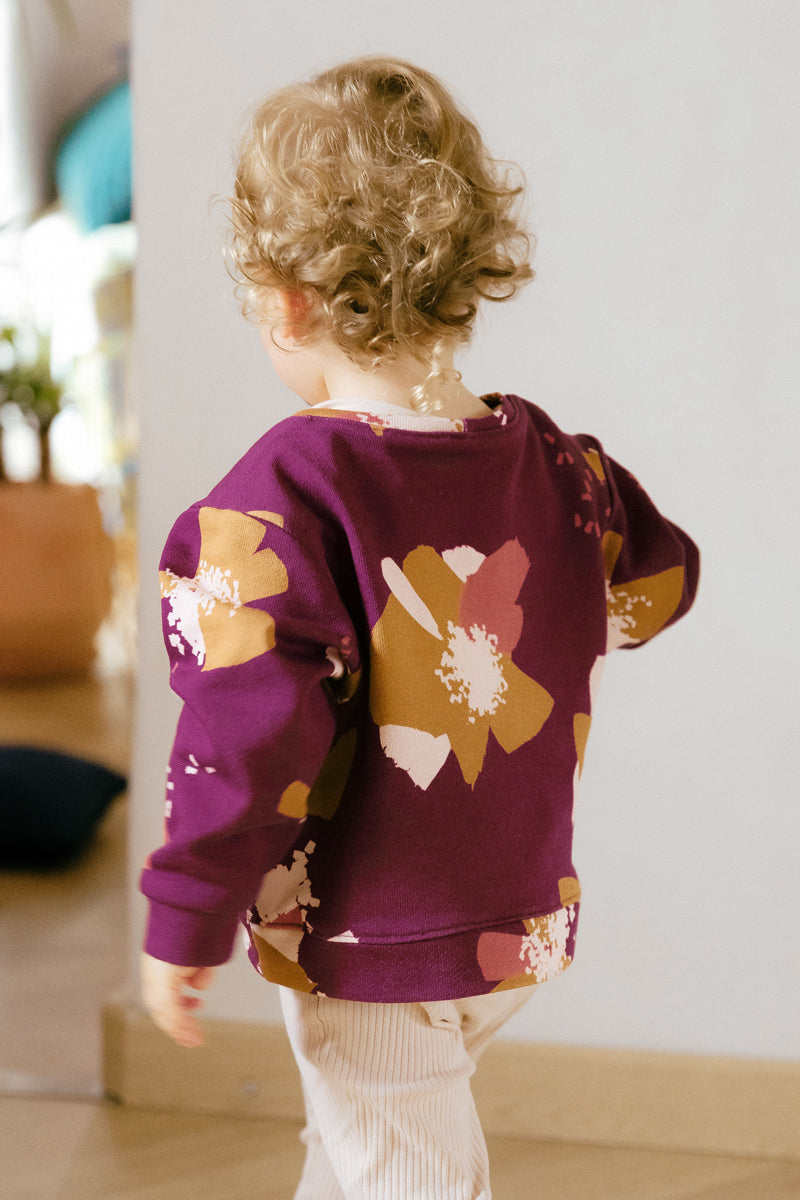 Églantine & Zoé - Anemone Blackberry Organic Cotton Brushed Sweat-shirting