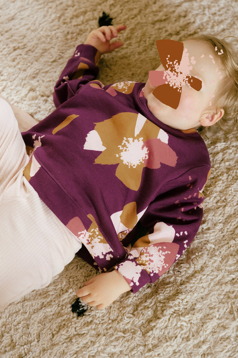 Églantine & Zoé - Anemone Blackberry Organic Cotton Brushed Sweat-shirting