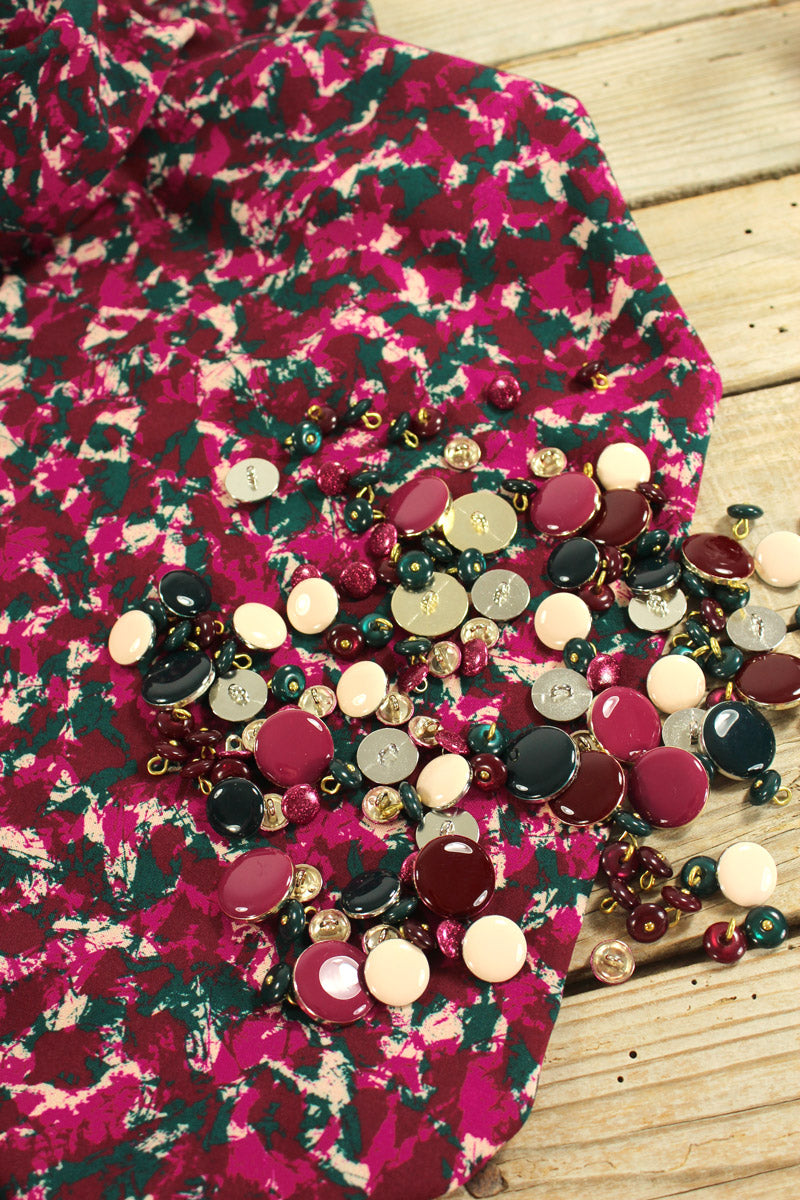 Églantine & Zoé - Granite in Burgundy Viscose Fabric