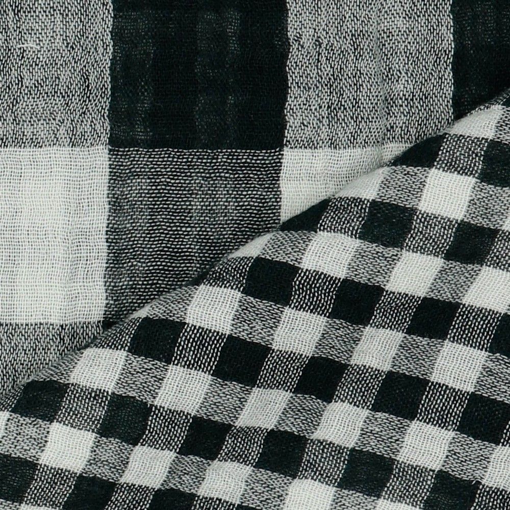 Reversible Gingham Cotton Double Gauze in Black