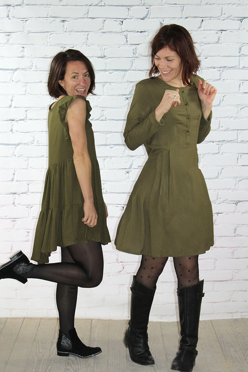 Églantine & Zoé - Khaki Viscose Crepe Fabric