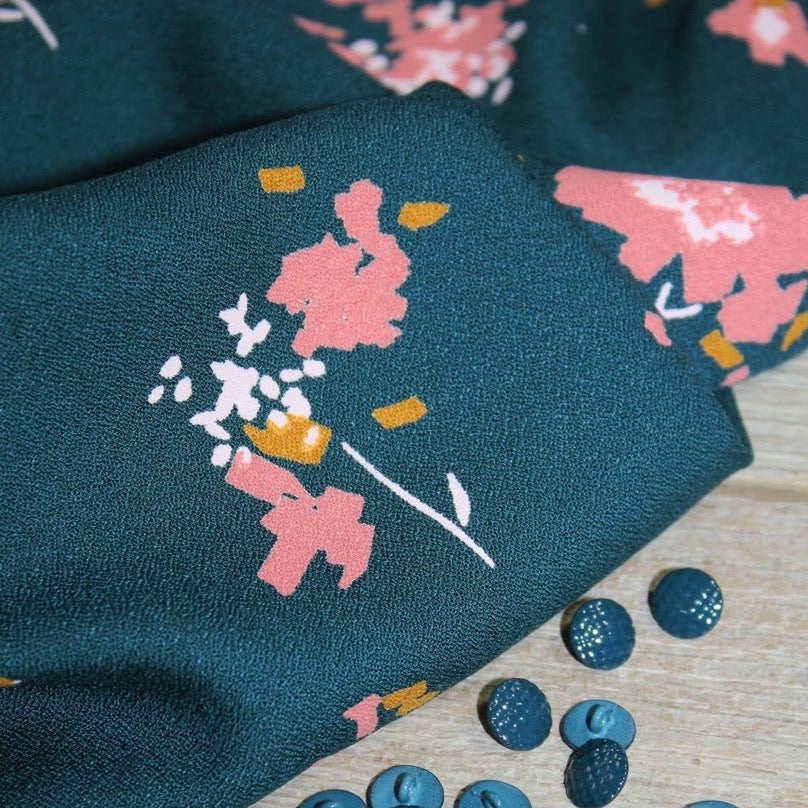 Églantine & Zoé - Ocella Dark Lagoon Viscose Crepe Fabric