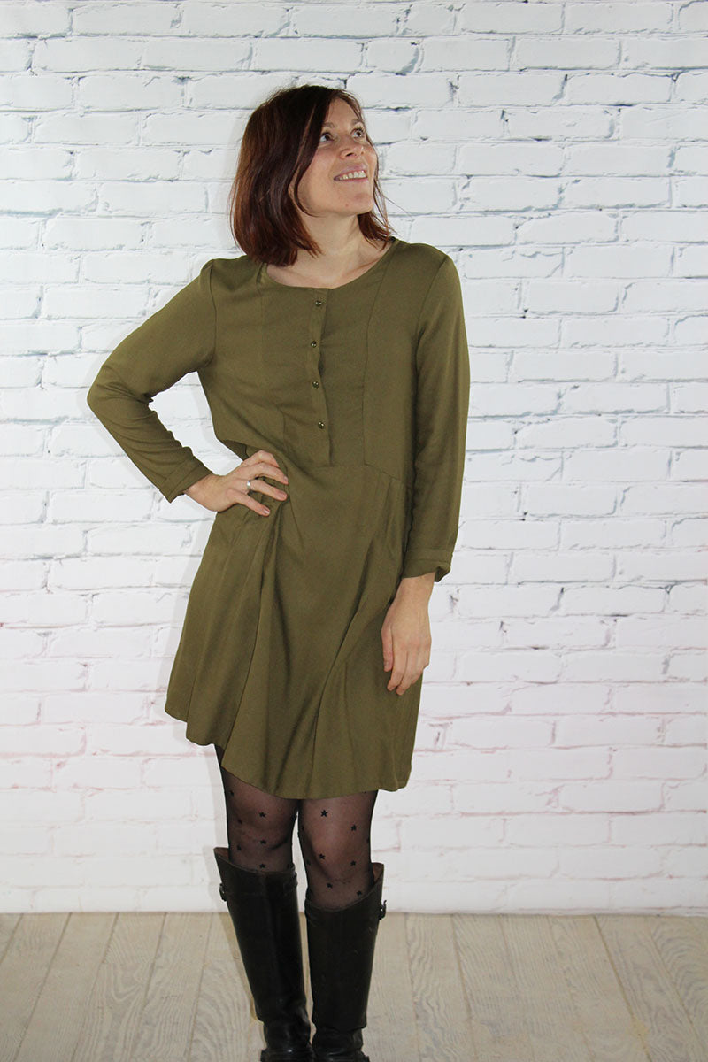 Églantine & Zoé - Khaki Viscose Crepe Fabric