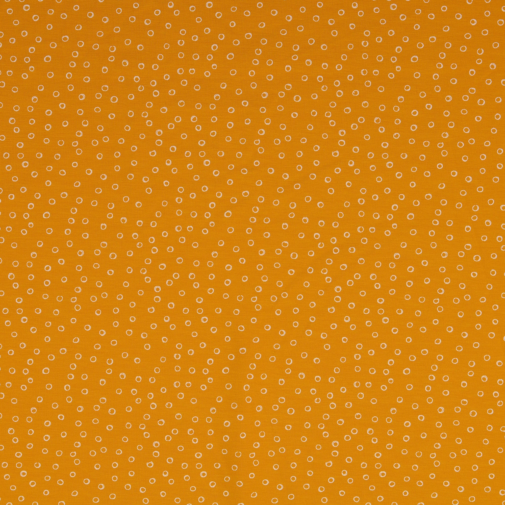 REMNANT 0.97 Metre - Doodle Circles Yellow Cotton Jersey Fabric