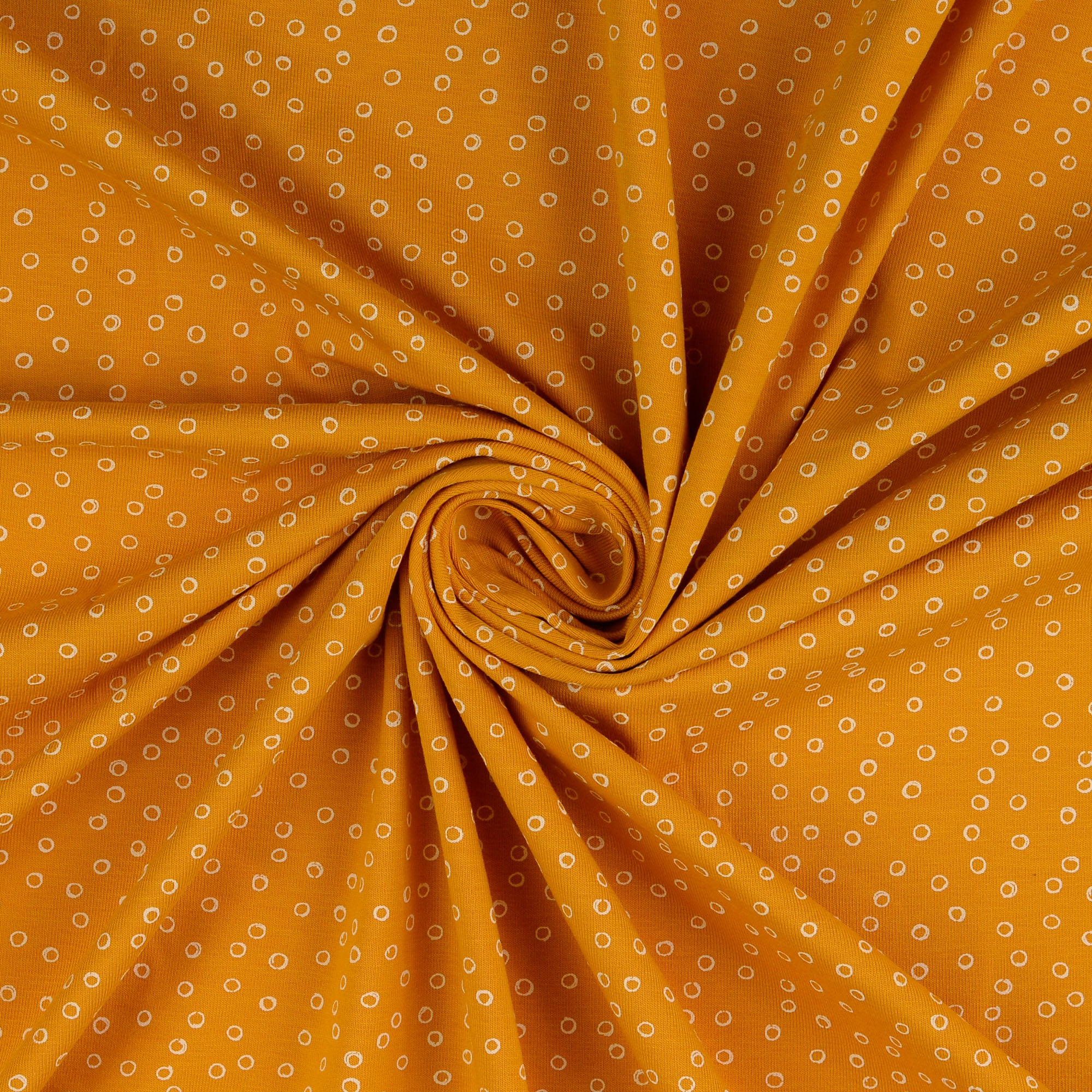 REMNANT 0.97 Metre - Doodle Circles Yellow Cotton Jersey Fabric