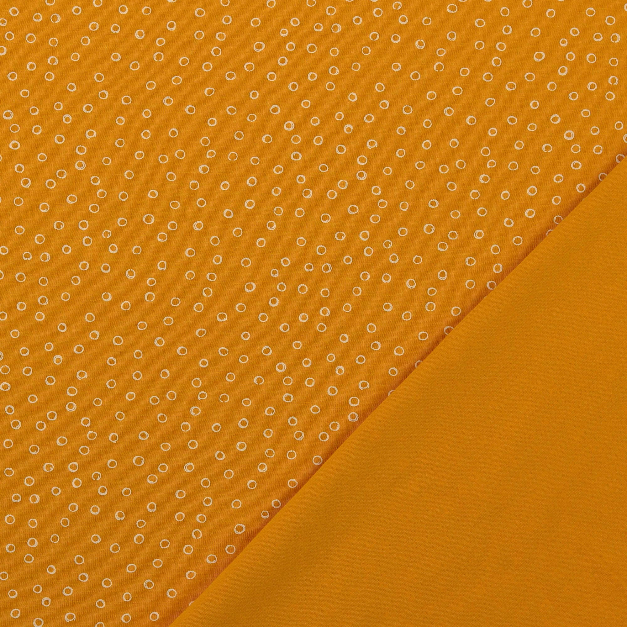 REMNANT 0.97 Metre - Doodle Circles Yellow Cotton Jersey Fabric