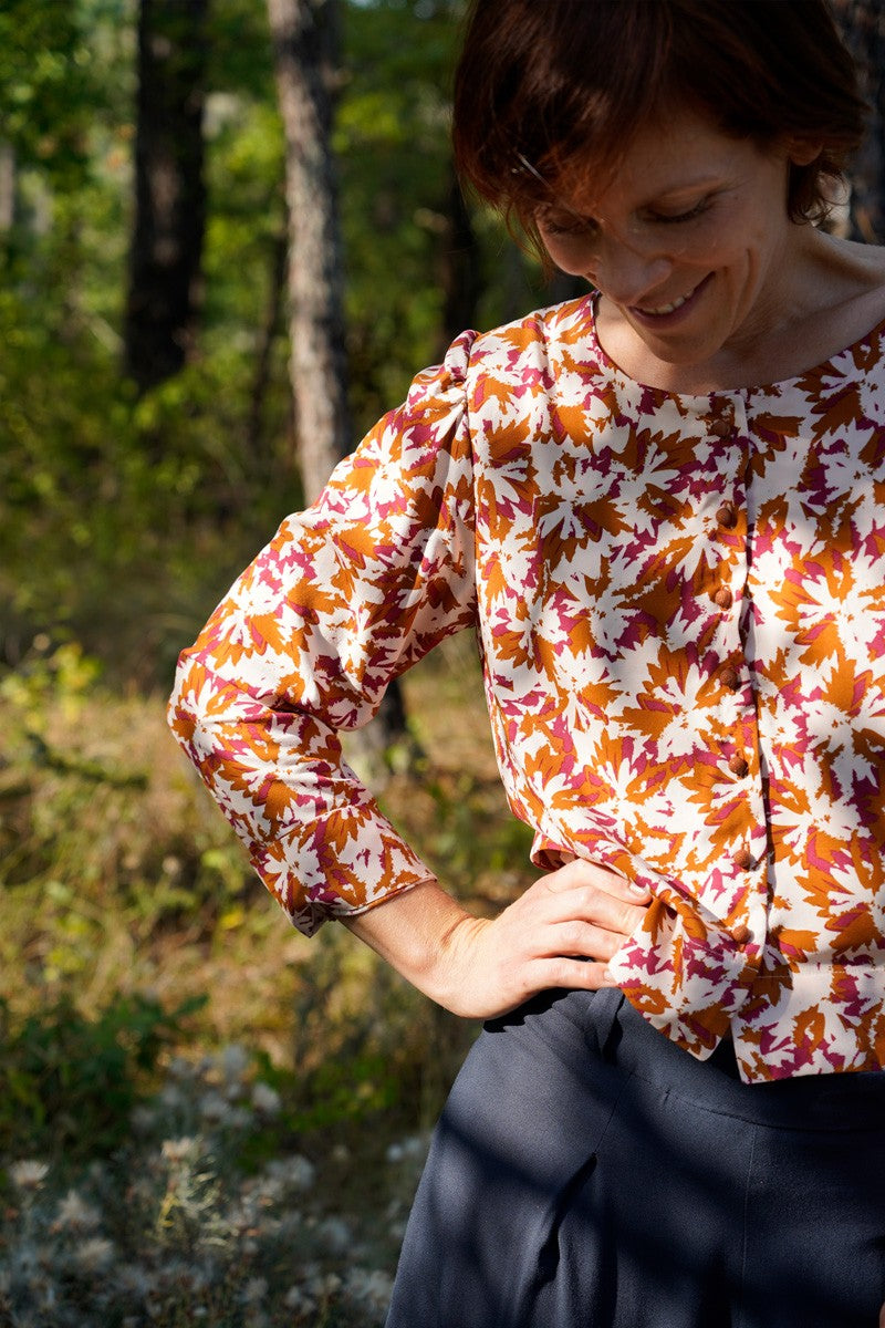 Églantine & Zoé - Flora Caramel Viscose Poplin Fabric