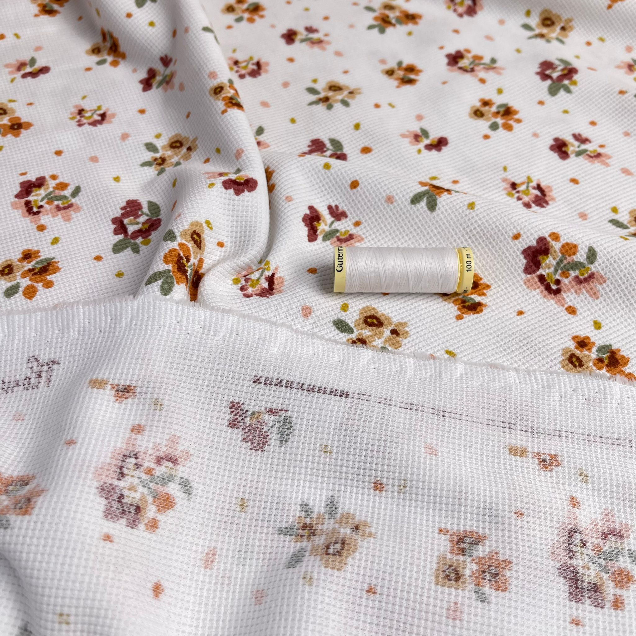 REMNANT 1.24 Metres- Autumn Posey Cotton Waffle Jersey