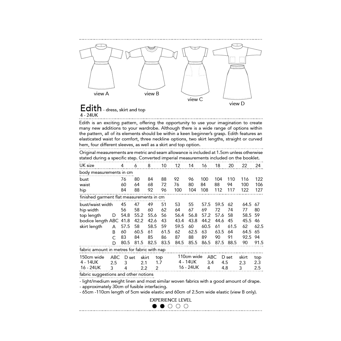 Dhurata Davies - Edith Dress, Skirt and Top - Paper Sewing Pattern