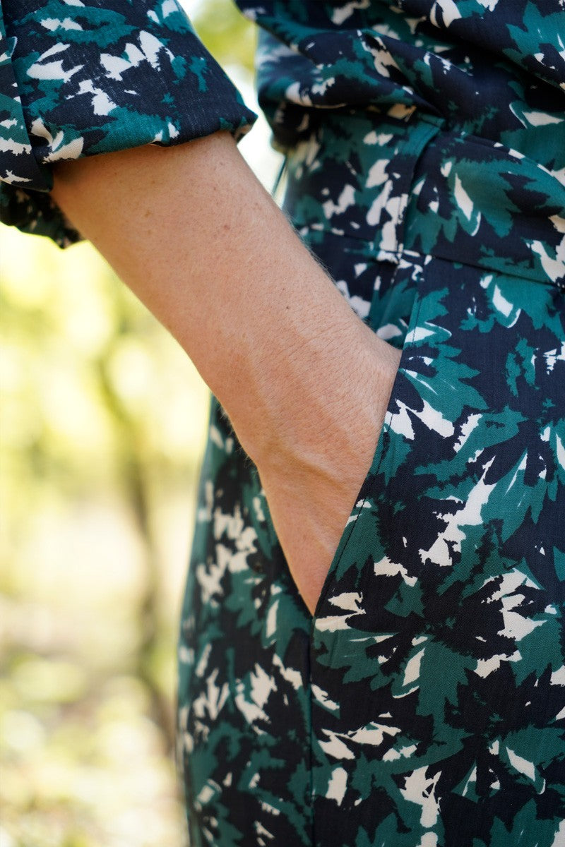 Églantine & Zoé - Flora Pine Green Viscose Poplin Fabric