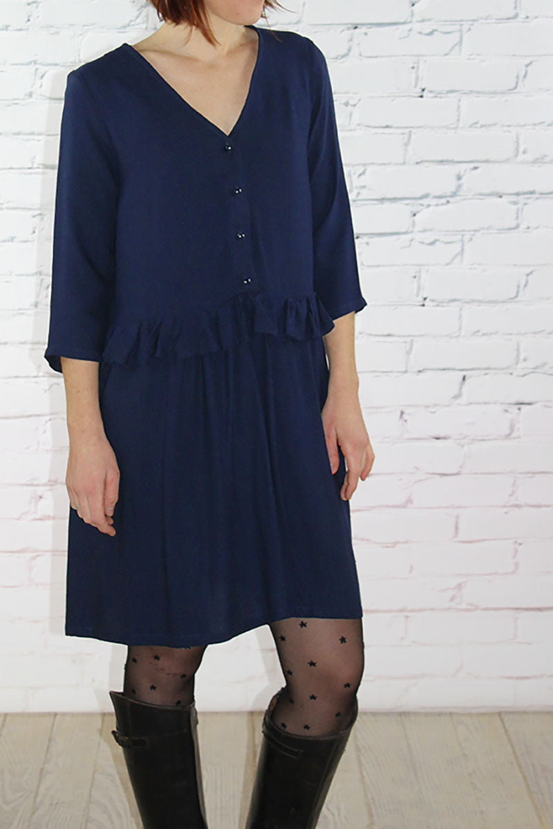 Églantine & Zoé - Navy Blue Viscose Crepe Fabric