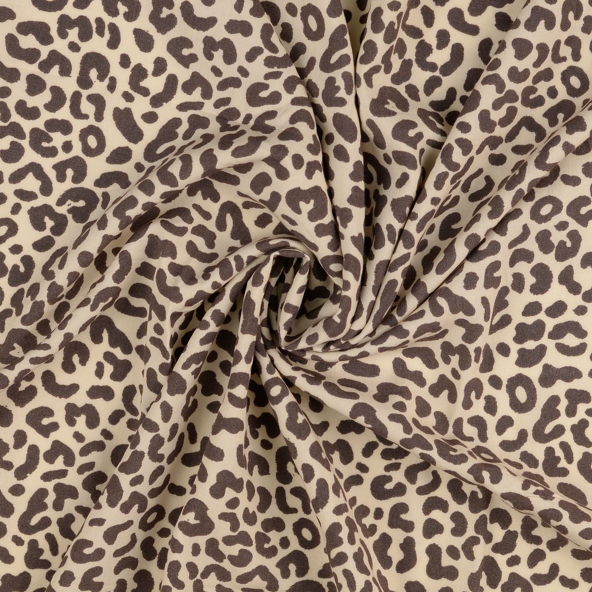 REMNANT 0.6 Metre - Small Leopard Grey Viscose Poplin Fabric