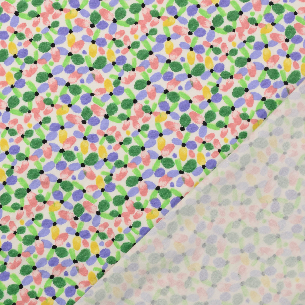 REMNANT 2.36 Metres Summer Petals White Cotton Jersey Fabric Lamazi Fabrics