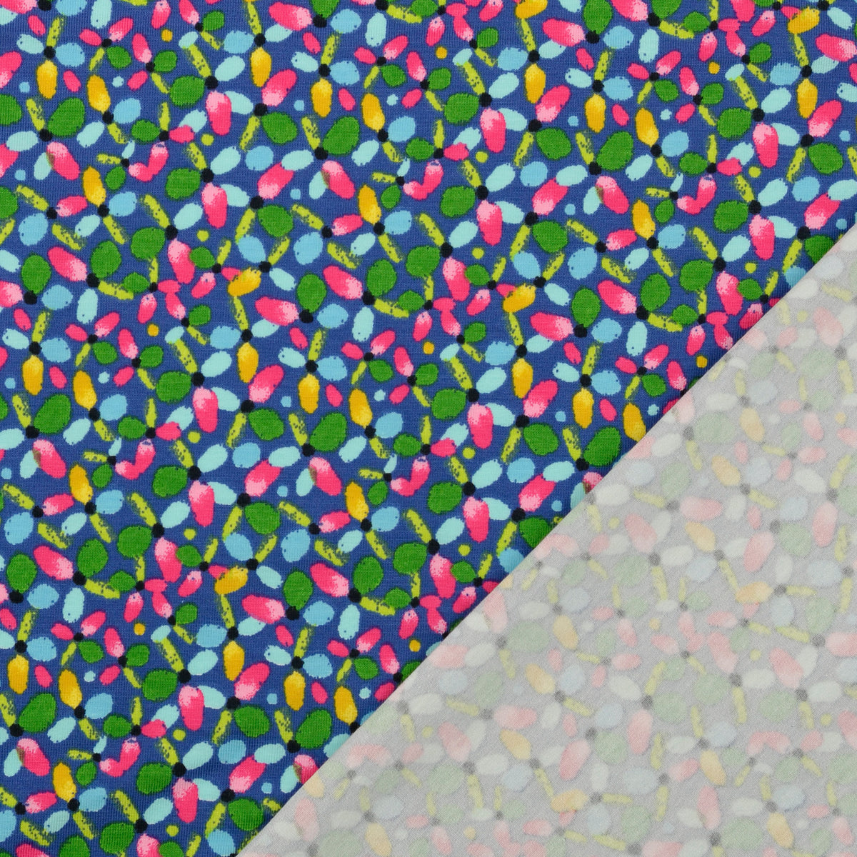 Summer Petals Blue Cotton Jersey Fabric Lamazi Fabrics