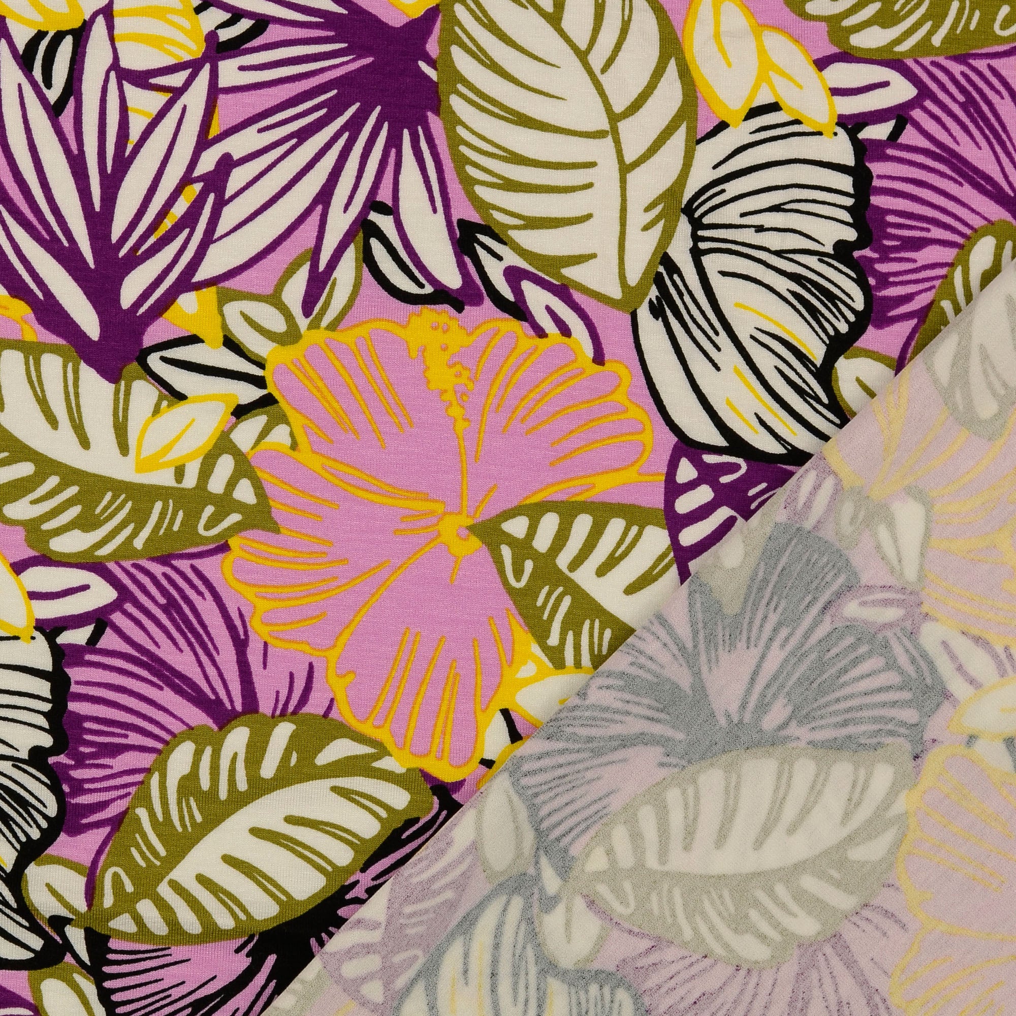 Foliage in Lilac Viscose Jersey Fabric